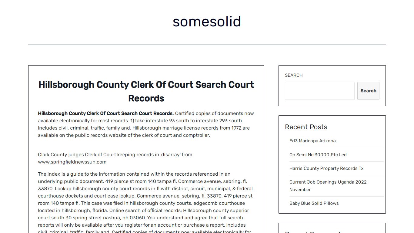 Hillsborough County Clerk Of Court Search Court Records